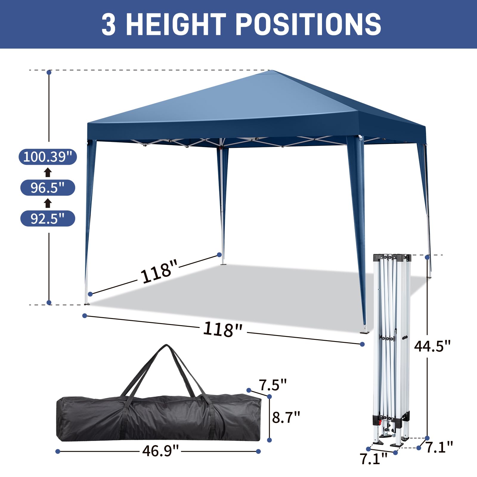 VINGLI 10x10 Pop Up Canopy Tent with Sidewalls - Waterproof Outdoor Gazebo & Patio Event Tent for Parties, Weddings, Camping & Backyard Gatherings (Blue) - Commercial Grade Instant Shelter for Outdoor Events & Markets