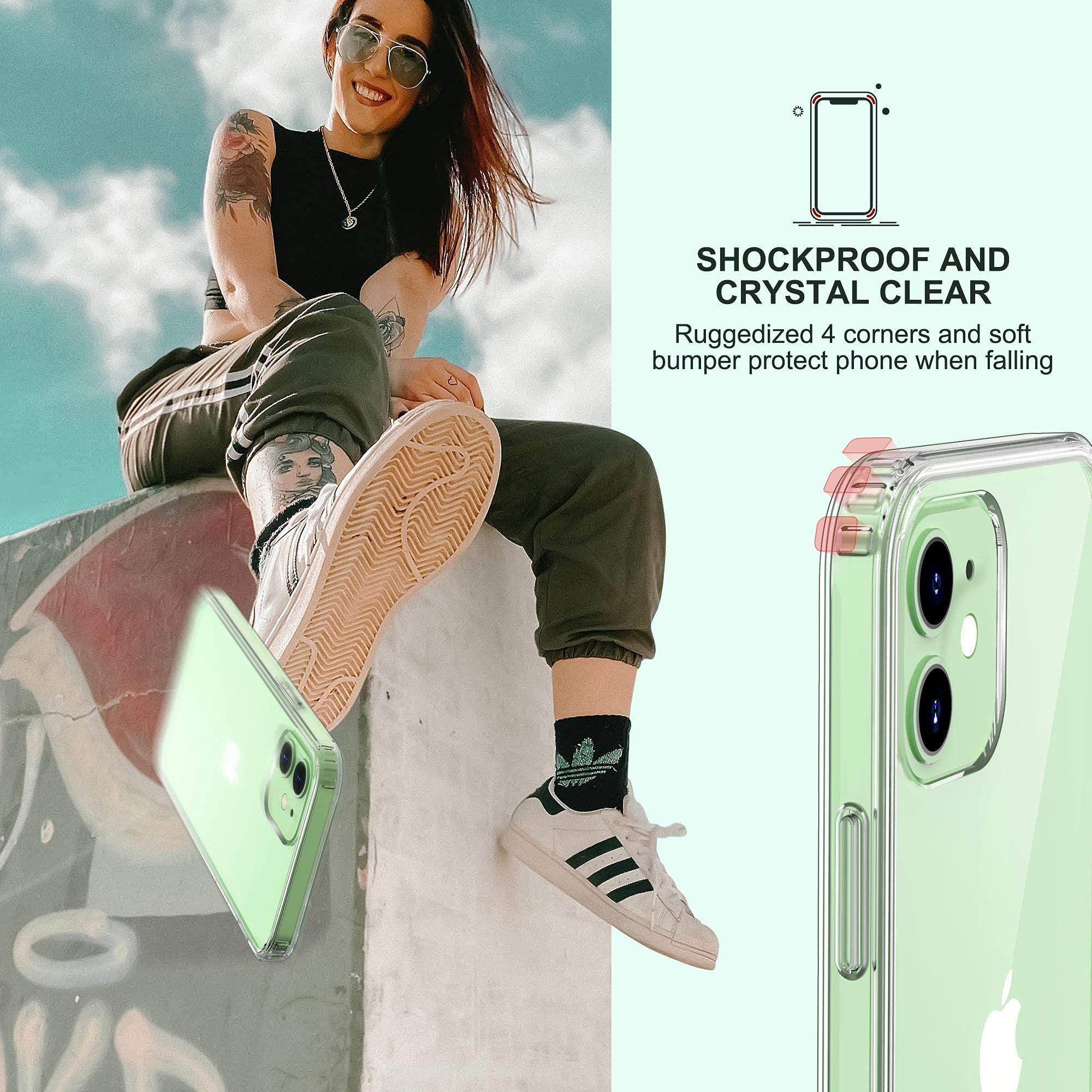 Premium ULAK iPhone 12 Wallet Case & iPhone 12 Pro Flip Cover - Slim Transparent Protective Case with Card Holder for iPhone 12/12 Pro (6.1