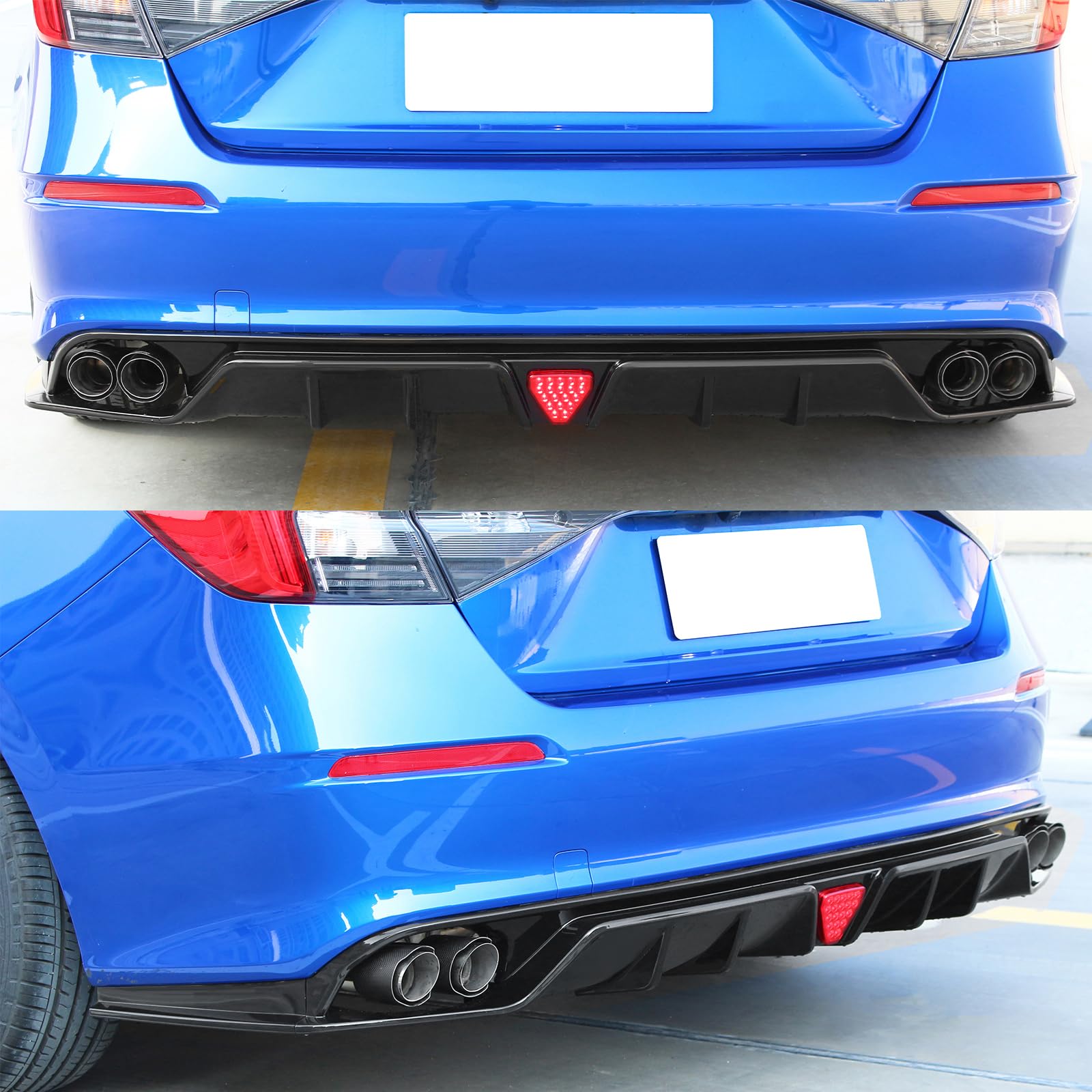 IKON MOTORSPORTS Rear Diffuser for 2022-2024 Honda Civic 11th Gen EX/Touring/Si - Matte Black PP Bumper Lip Body Kit | Aggressive Styling Upgrade for Street & Track Performance