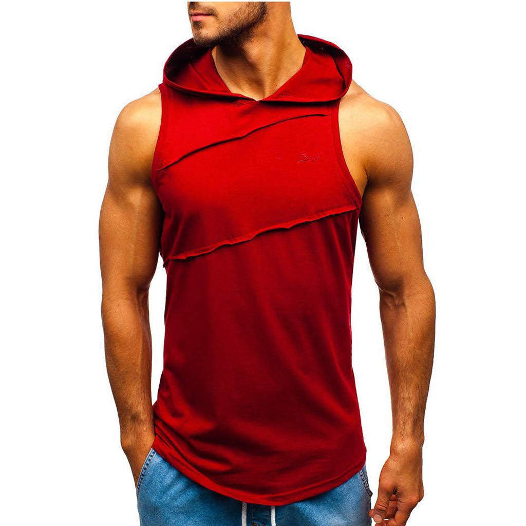 Men's Contrast Hoodie Striped Patchwork Sleeveless Vest - Trendy Hooded Jacket for Casual Wear, Street Style & Layering Outfits