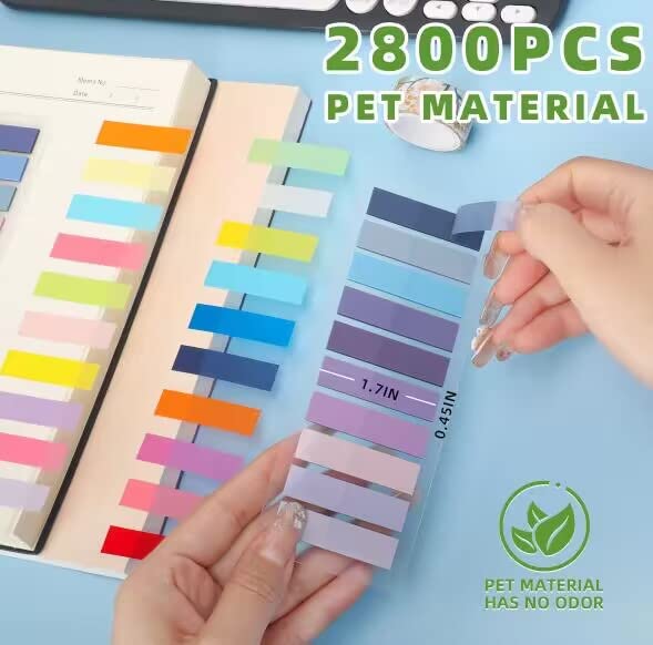 2800-Pcs Morandi Translucent Sticky Note Tabs - Repositionable Book Flags & File Index Tabs for Annotating Books, Organizing Documents | Perfect for Students, Office Work & Bible Study Note Taking