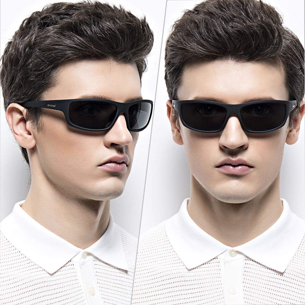 Polarized Sport Sunglasses for Men - Matte Finish, Mirror Lens, UV Protection - Perfect for Running, Cycling & Outdoor Activities