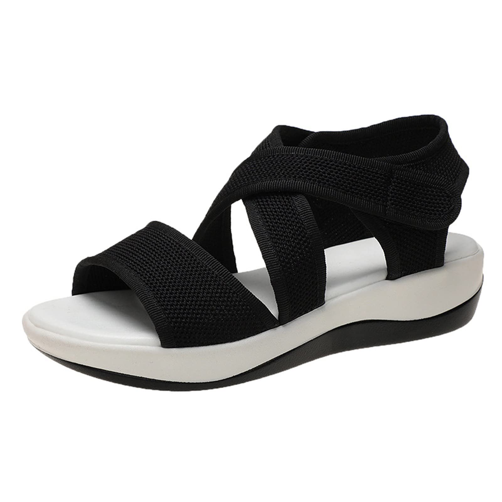 **Women's Casual Wedge Sandals - Breathable Mesh Slip-On Platform Sandals for Beach, Sports & Everyday Wear | Comfortable Thick Sole Wide Width Design**
