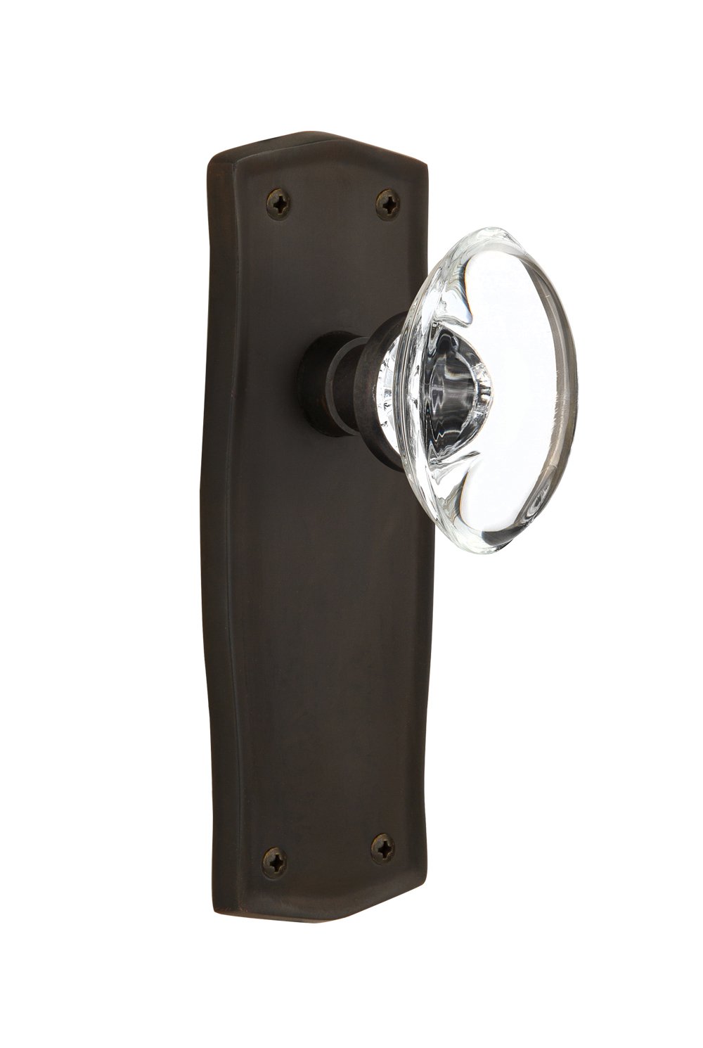Nostalgic Warehouse Prairie Plate with Oval Clear Crystal Glass Knob - Single Dummy Door Handle in Oil-Rubbed Bronze Finish | Vintage Cabinet & Drawer Pull for Farmhouse, Cottage & Shabby Chic Home Decor