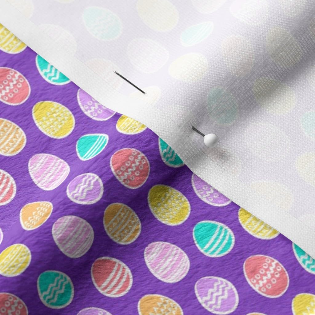 Micro Scale Easter Eggs Purple Cute Bunny Printed Minky Fabric by The Yard - Soft Plush Fabric for Sewing Baby Blankets, Quilt Backing, DIY Crafts & Home Decor - Perfect for Easter Decorations & Nursery Projects