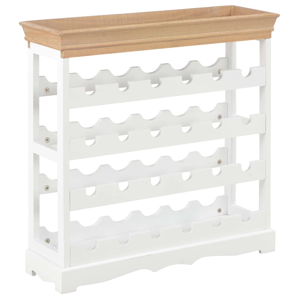 Modern Wooden Wine Rack - Standing Tabletop Bottle Holder for 24 Wines - White & Brown Storage Shelf for Kitchen, Bar, Dining Room & Home Decor
