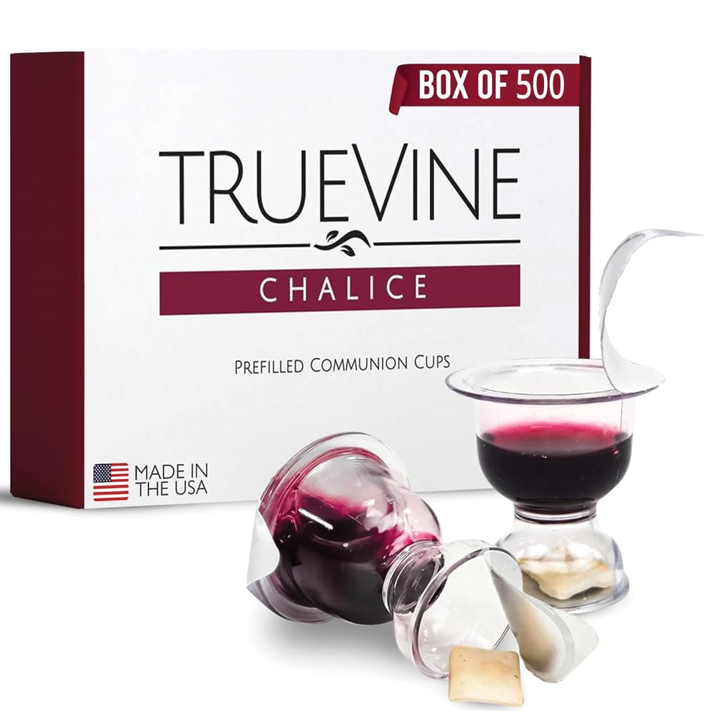 TrueVine Chalice Communion Cups and Wafer Set - 500 Prefilled Communion Cups with Fresh Unleavened Bread & Grape Juice - Individually Sealed for Church Services, Bible Studies, and Home Worship - Fits Standard Communion Trays