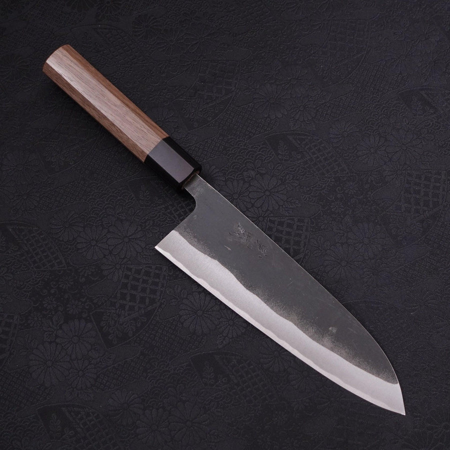 Premium Santoku Knife - Blue Steel #2 Hon Kurouchi with Walnut Handle - 190mm Japanese Chef Knife for Slicing, Dicing & Chopping - Perfect for Home Cooks & Professional Chefs