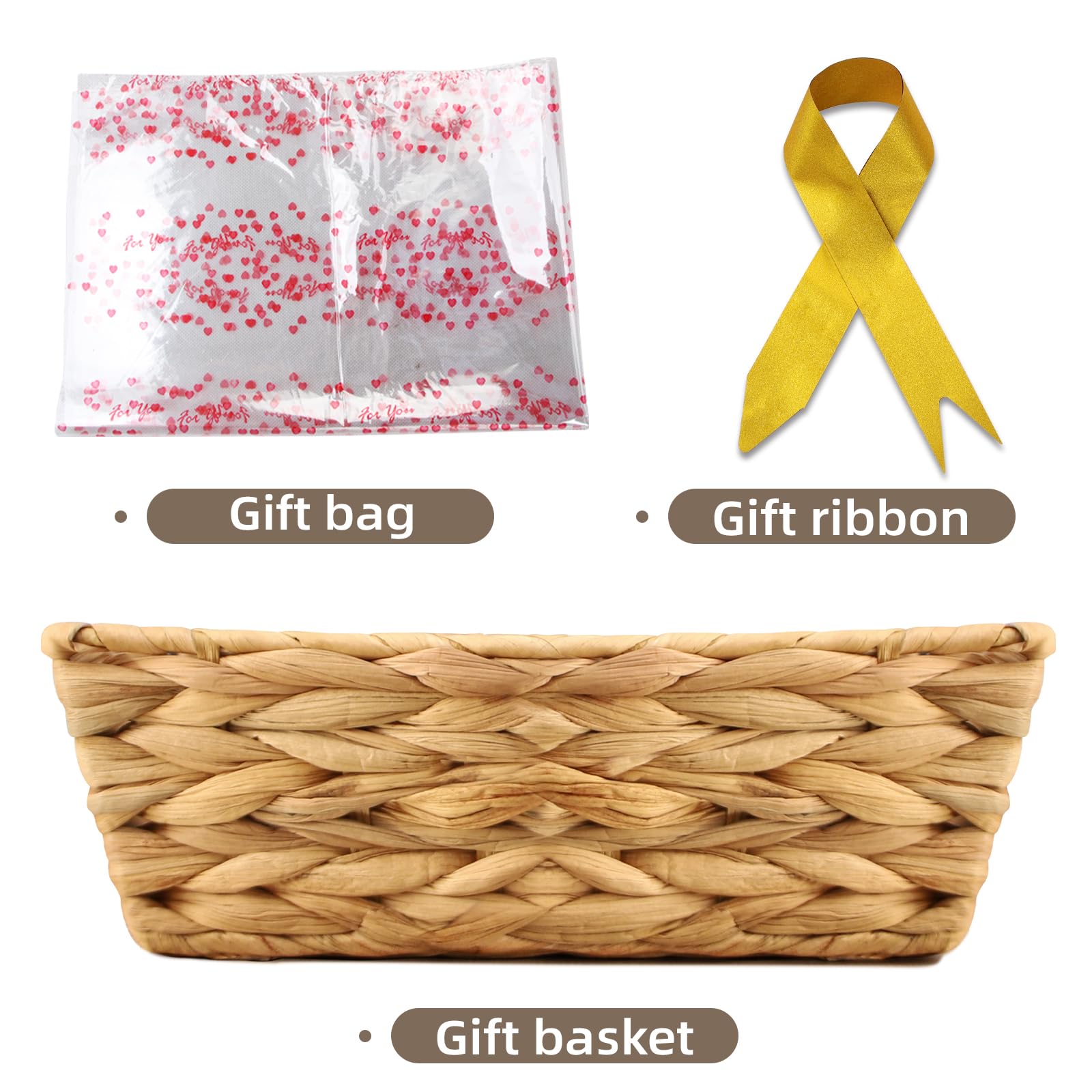 Handwoven Wicker Storage Basket - Rectangular Snack Organizer for Pantry, Shelves & Home Decor | Perfect for Gift Giving, Kitchen Organization & Living Room Storage