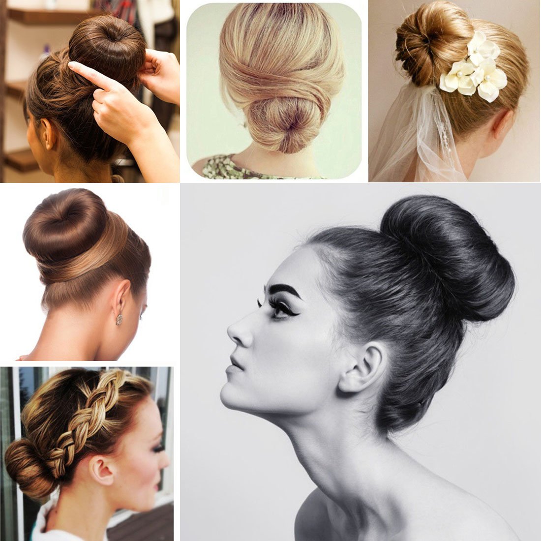 2PCS Hair Bun Maker Set for Women & Girls - Quick & Easy DIY Donut Styling Disk, French Twist Hairstyle Tool (Light Coffee + Light Yellow) - Perfect for Parties, Weddings & Everyday Hairstyling