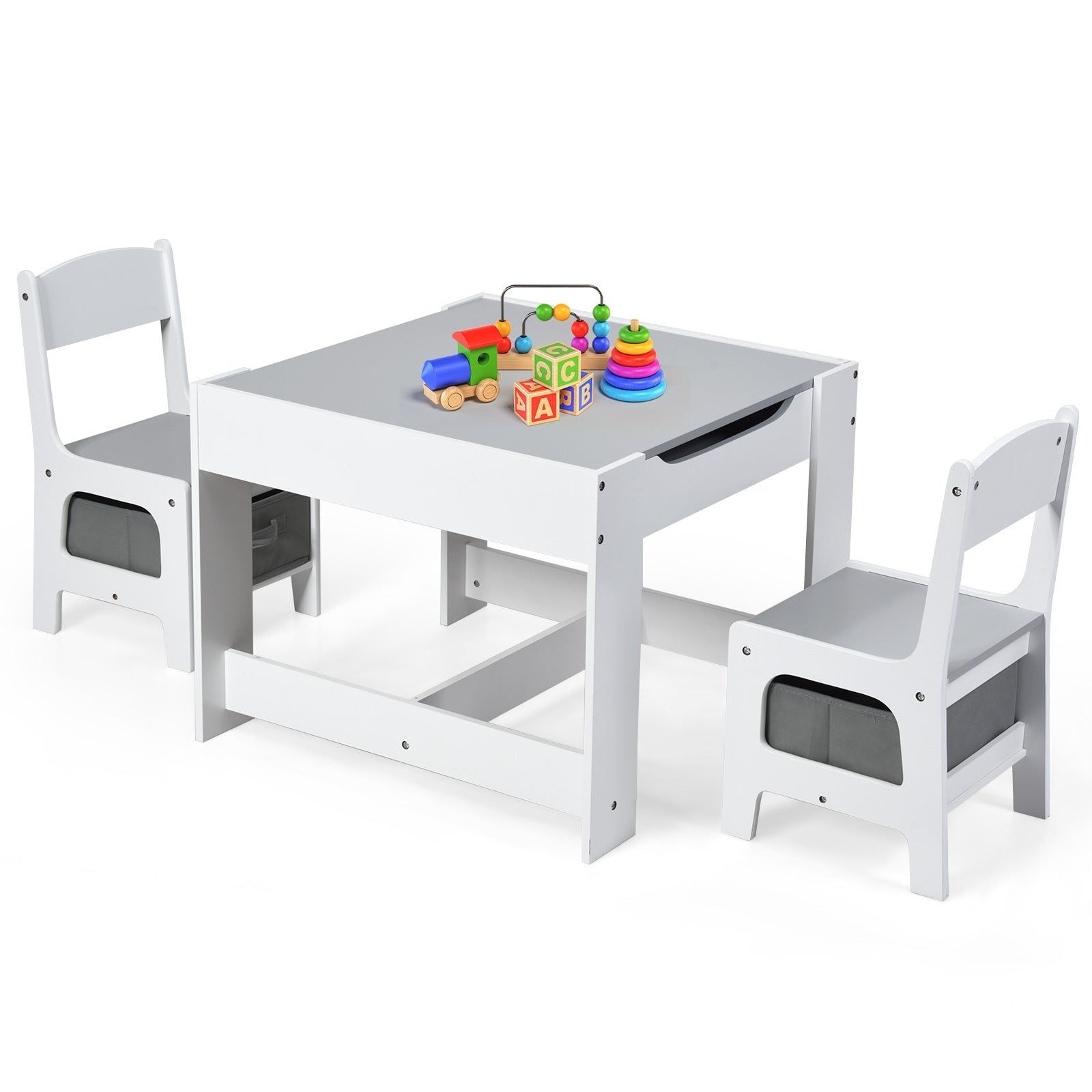 Kids Table and Chairs Set with Storage Boxes, Blackboard & Whiteboard - Perfect for Drawing, Learning & Playtime in Bedroom or Playroom