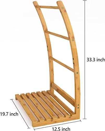 Premium Wooden Freestanding Multi-Tier Towel Rack Stand with Shelf - Bathroom, Bedroom, Gym & Kitchen Towel Holder - Space-Saving Ladder Design for Hand & Bath Towels (Model A41) | Perfect for Small Spaces, Spa-Like Bathrooms & Organized Living Areas