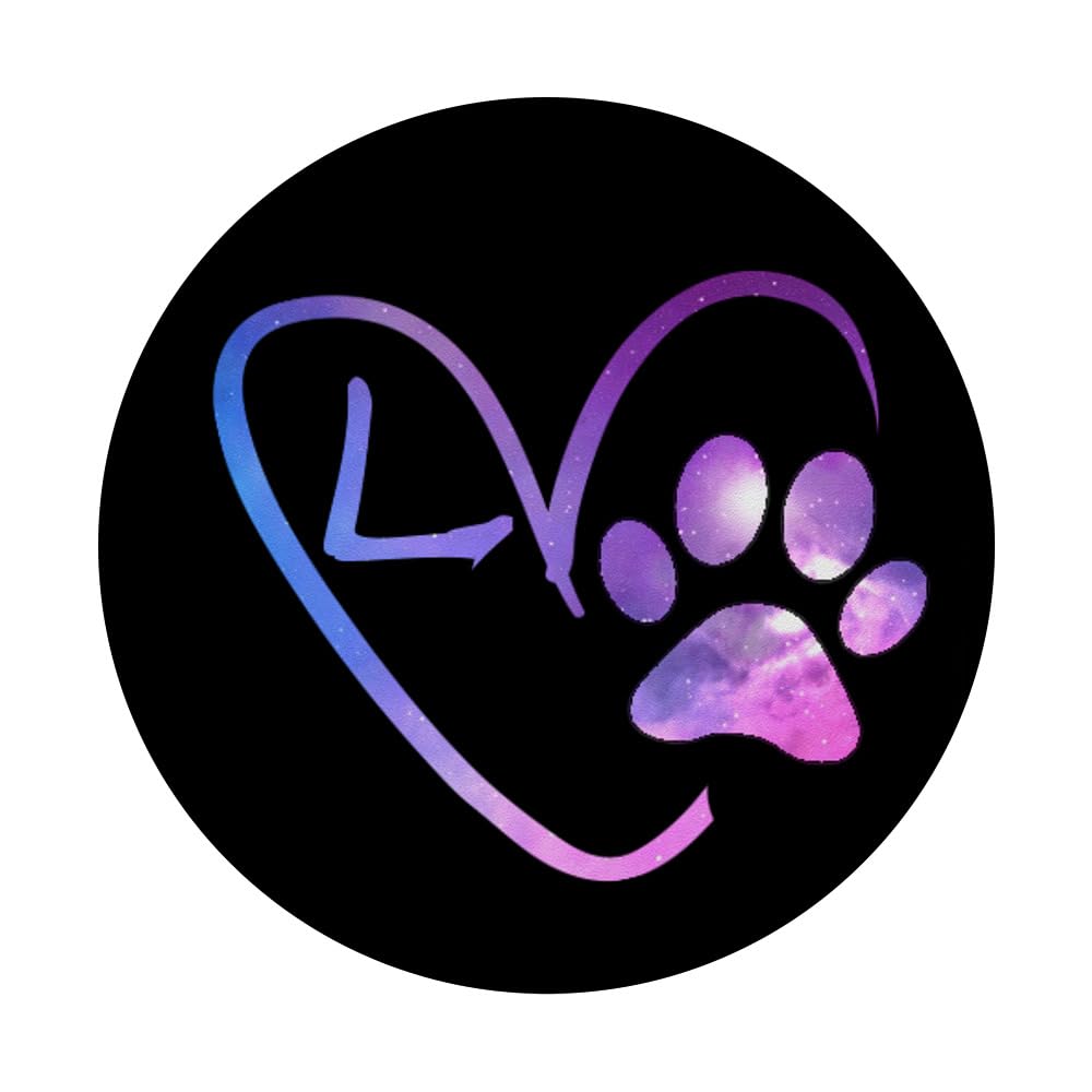 Dog Paw Heart Letter L Monogram Black Phone Grip PopSockets - Standard PopGrip for Secure Phone Handling and Stylish Accessory