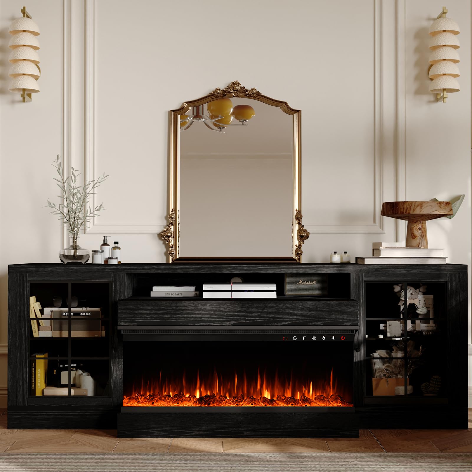 Modern Farmhouse TV Stand for 75 Inch TVs - 3-Sided 60