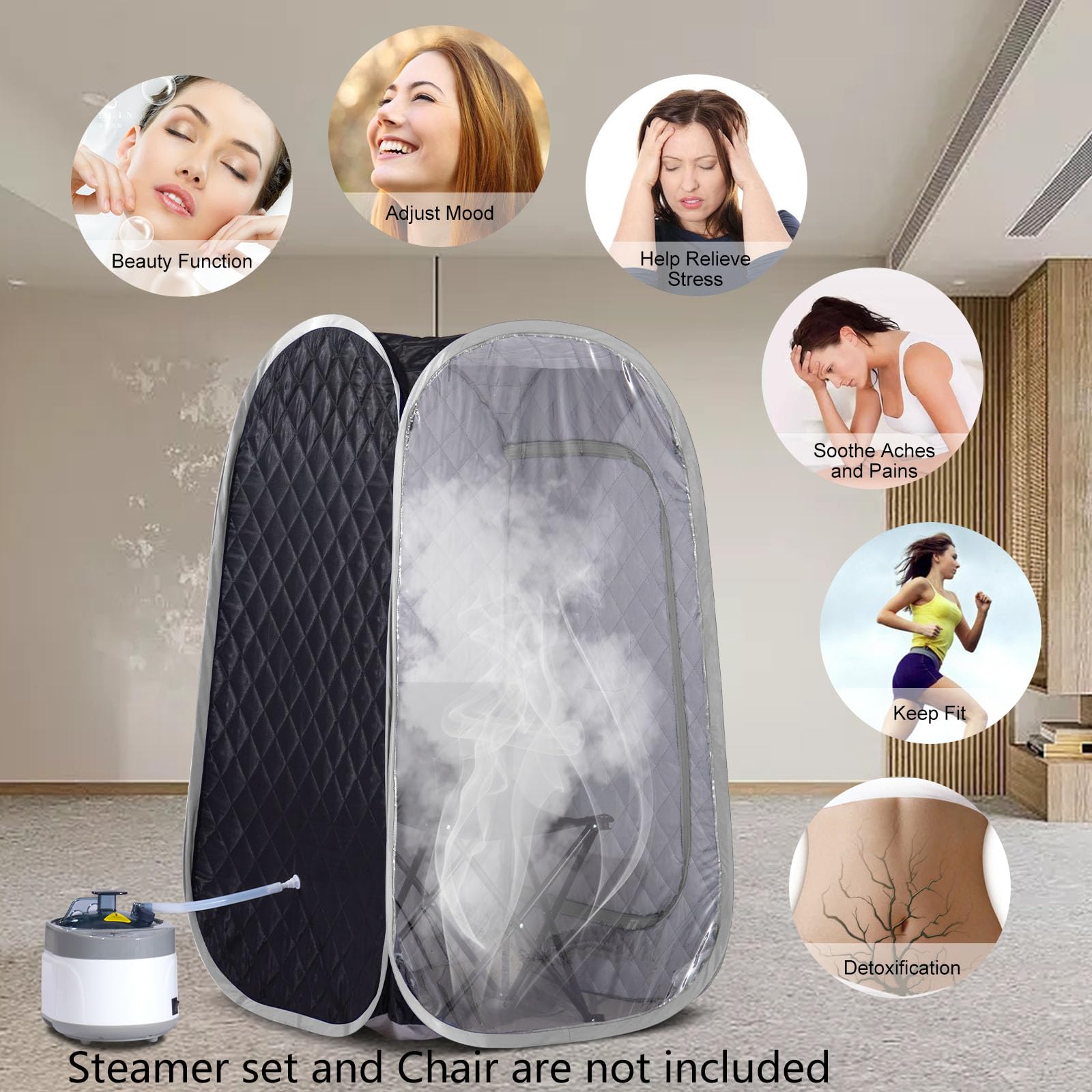 Smartmak Portable Steam Sauna Tent for Home Spa - Full Body Detox Therapy, Lightweight & Foldable Personal Steam Room (31.5