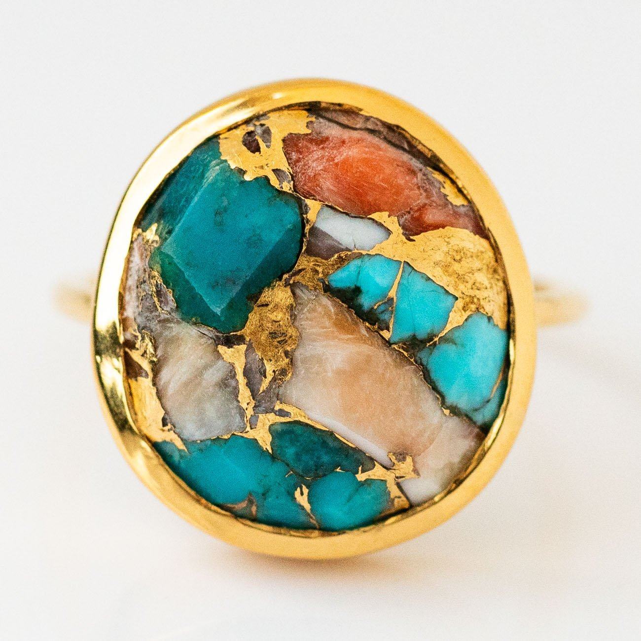 Elegant Statement Oyster Turquoise Ring for Women – Handmade Sterling Silver Boho Jewelry – Perfect for Parties, Weddings & Everyday Wear