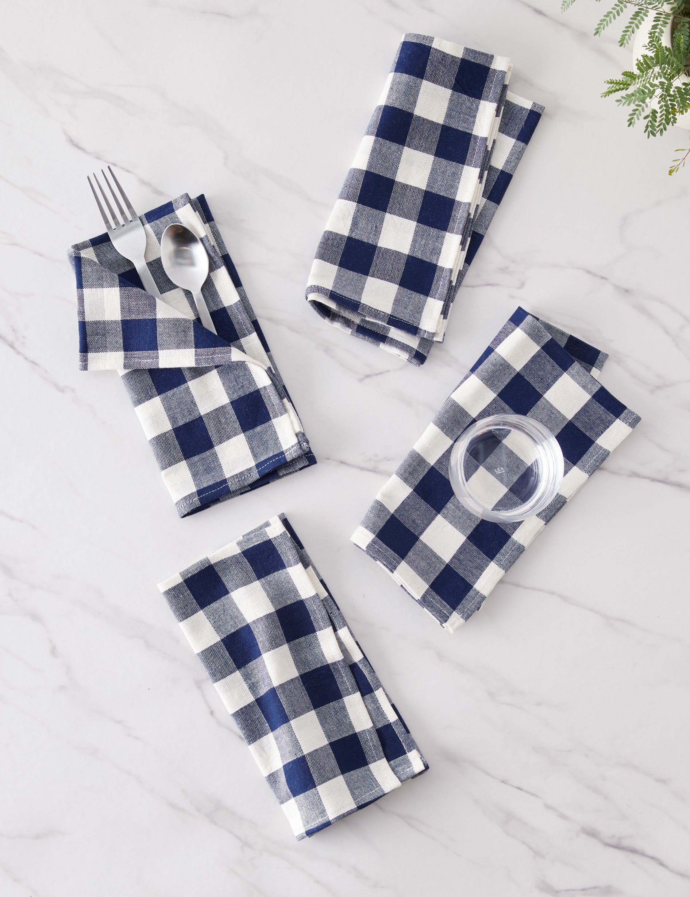 Heather Taylor Home Gingham Napkins Set of 4 - Premium Cotton Table Linens for Dining, Picnics & Party Decor