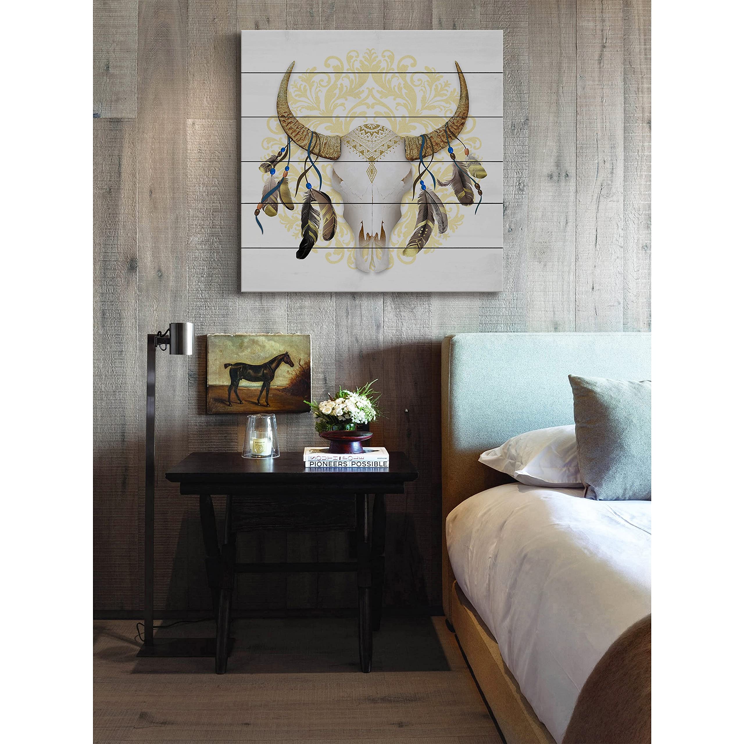 Premium 'Dangling Feathers II' Art Print by Marmont Hill - Framed White Wood Wall Decor for Living Room, Bedroom & Office