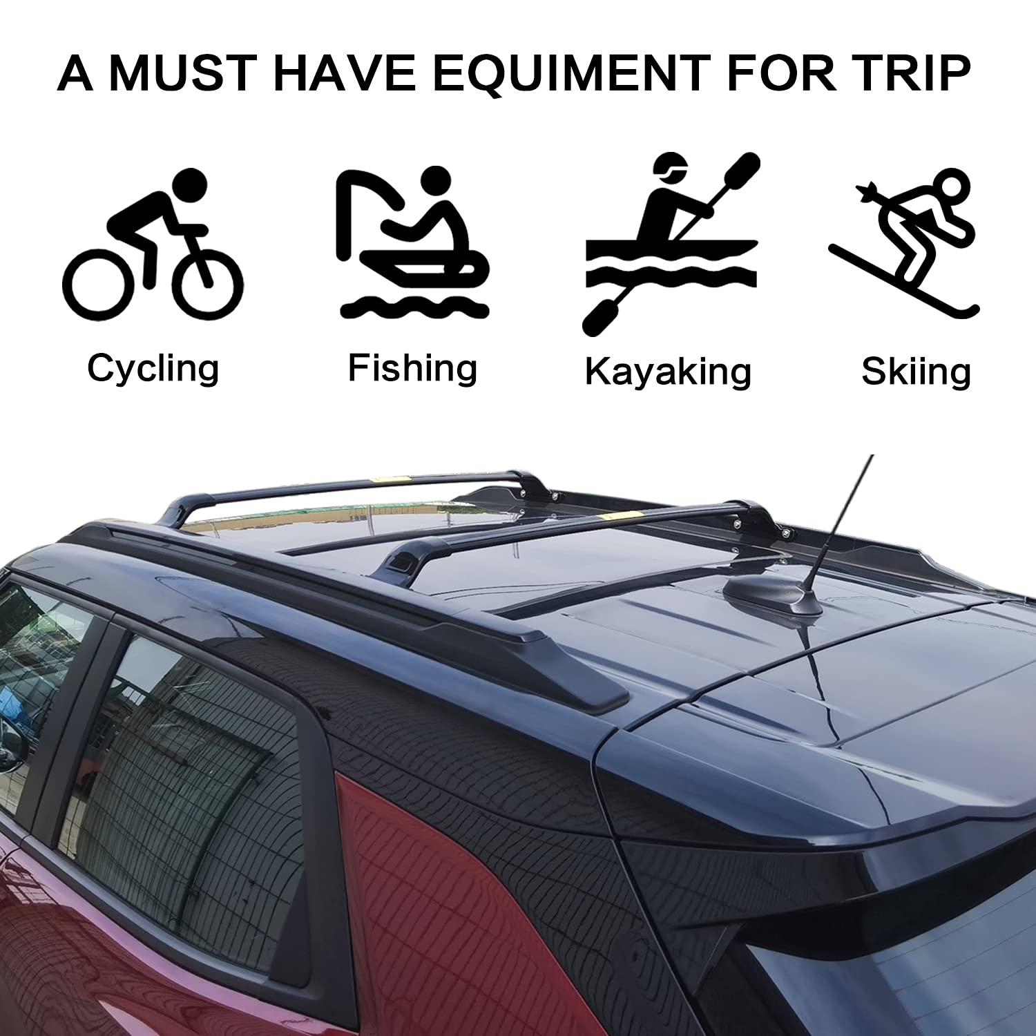 Snailfly 220 LBS Heavy Duty Roof Rack Cross Bars for 2021-2025 Chevy Chevrolet Trailblazer - Black Aluminum Alloy Cargo Carrier Bars - Perfect for Camping, Kayaking & Outdoor Adventures