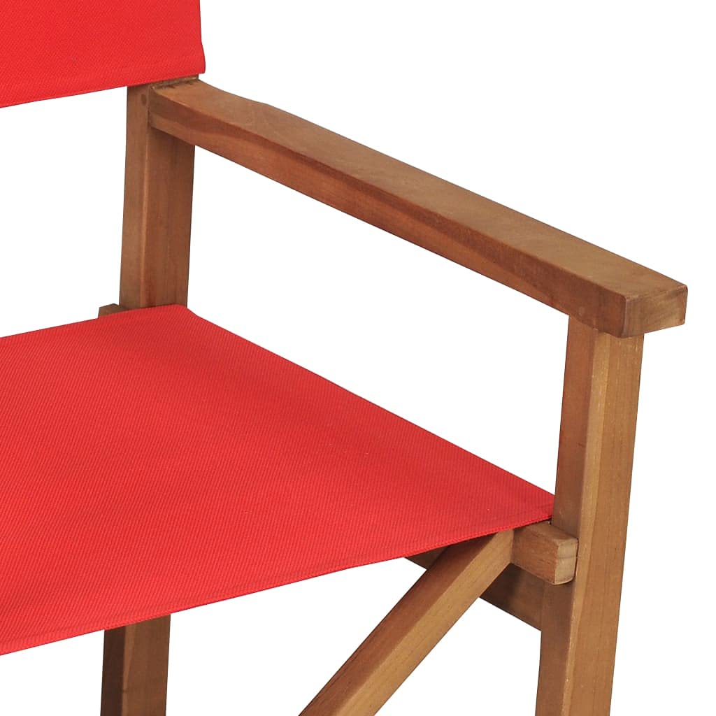 Premium Solid Teak Wood Director's Chair with Red Canvas - Fast Shipping | Perfect for Film Sets, Outdoor Events & Home Theater Seating