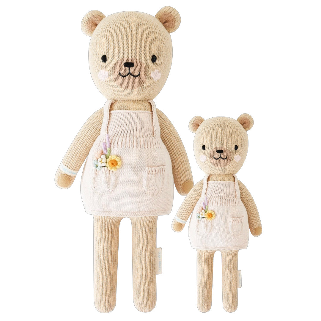 Cuddle + Kind Goldie the Honey Bear Handmade Knit Doll - Donates 10 Meals to Children in Need | Perfect Baby Shower Gift, Nursery Decor, and Kids' Cuddly Companion