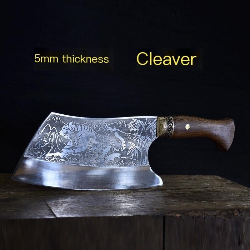 9 Inch Hand Forged Meat Cleaver - Sharp Professional Kitchen Knife with Wooden Handle | 5mm Thick Blade for Chopping, Slicing & Butchering | Perfect for Home Chefs & BBQ Enthusiasts