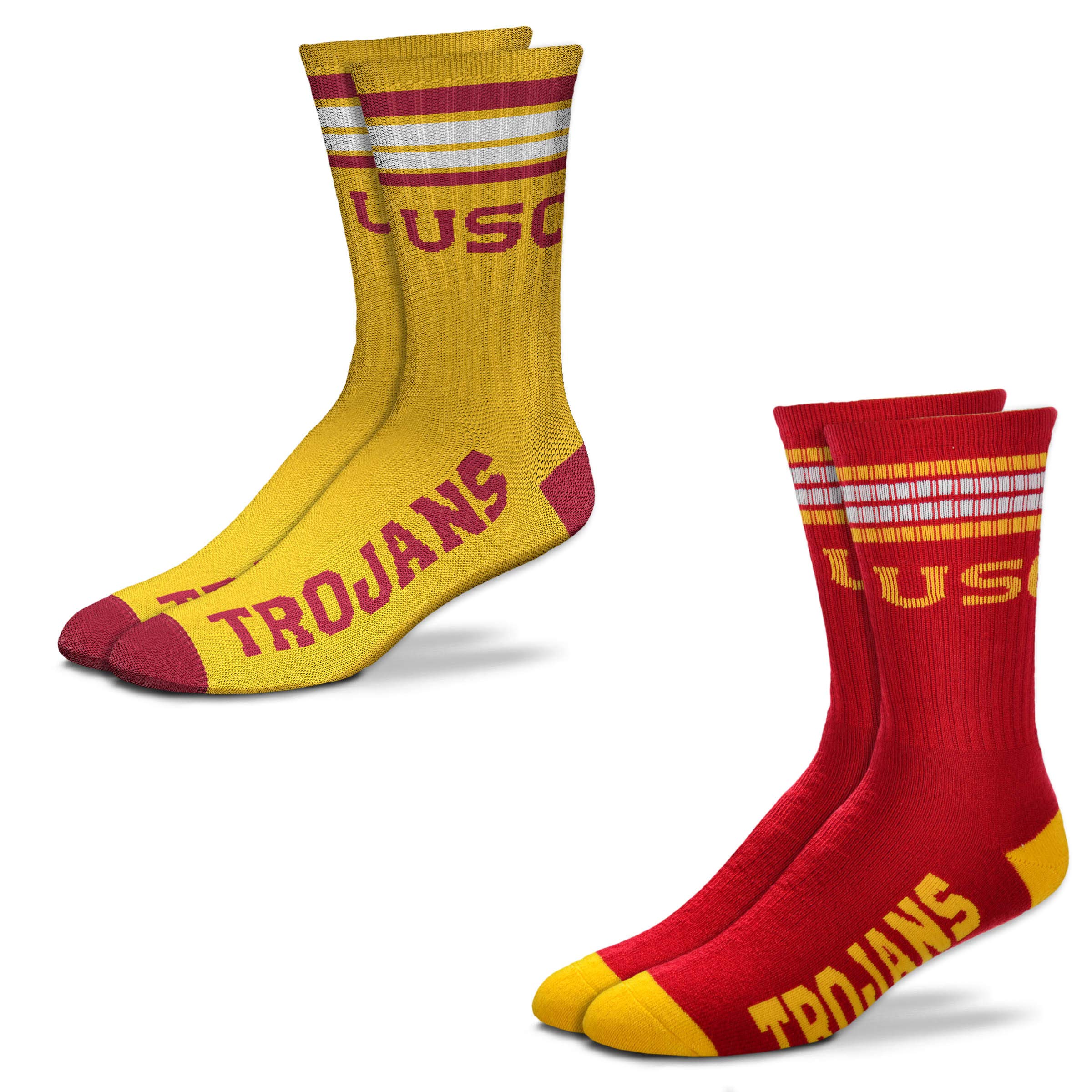 Men's NCAA 2-Pack 4 Stripe Deuce Crew Socks - Large & Medium Sizes for Basketball, Football & Sports Fans - Perfect for Game Day & Casual Wear