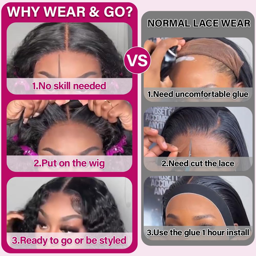 BOB Wig Human Hair 5X5 HD Lace Closure Wig - 200% Density Body Wave Glueless Wigs for Black Women | Pre-Plucked 14 Inch Wear & Go Bob Wig | Perfect for Daily Wear, Parties & Special Occasions