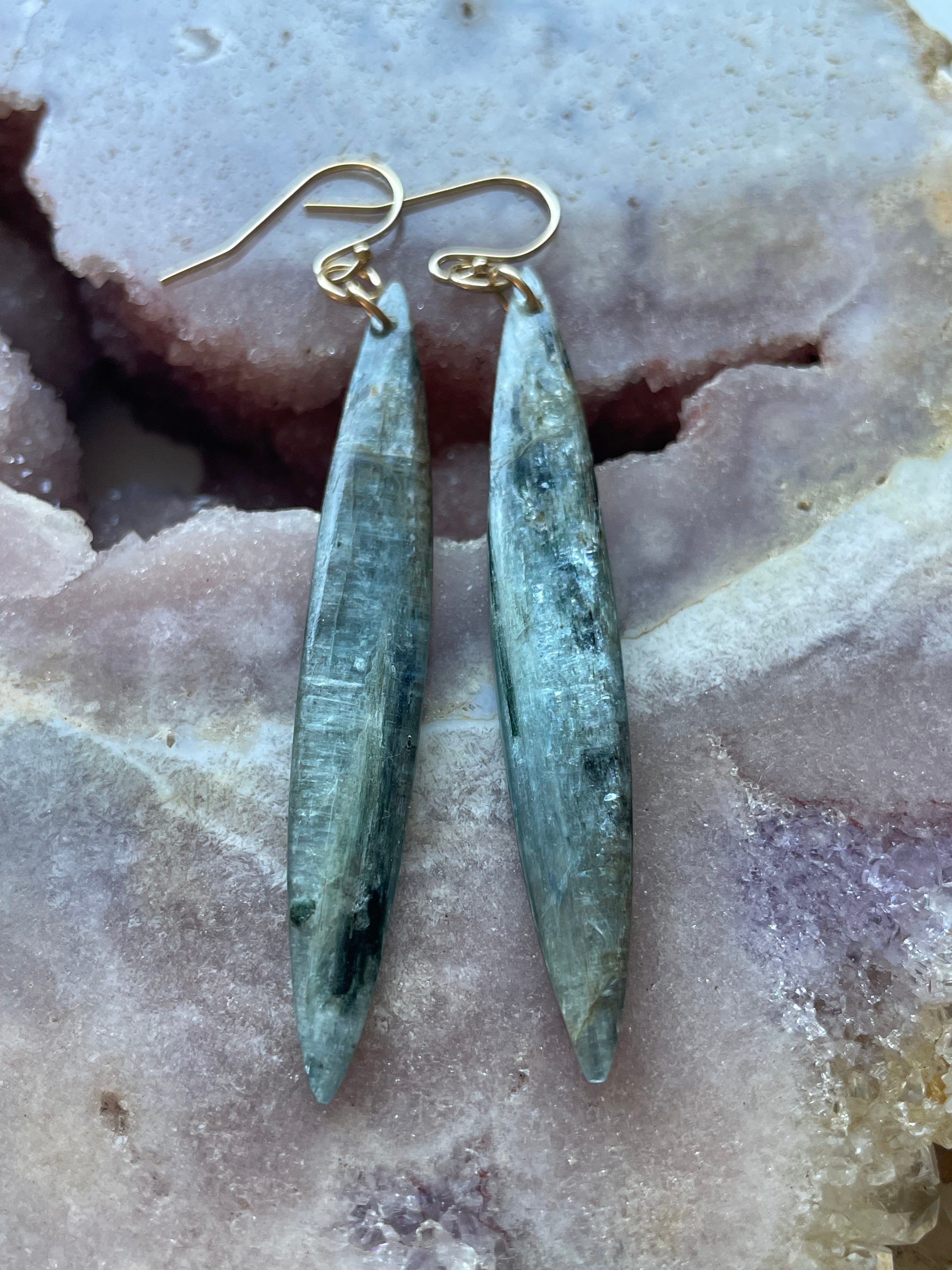 14kt Gold Filled Kyanite Statement Earrings for Women | Elegant Dangle Jewelry for Parties, Weddings & Special Occasions