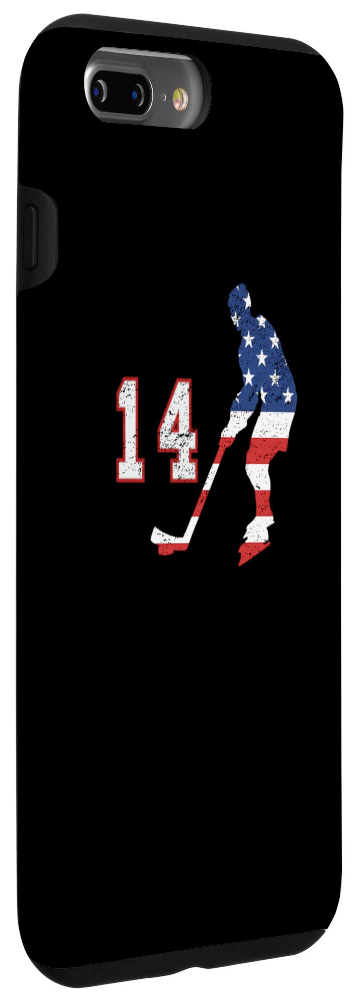 iPhone 7 Plus/8 Plus Hockey Jersey Number 14 with USA Flag Phone Case - Protective Cover for Sports Fans & Patriotic Americans