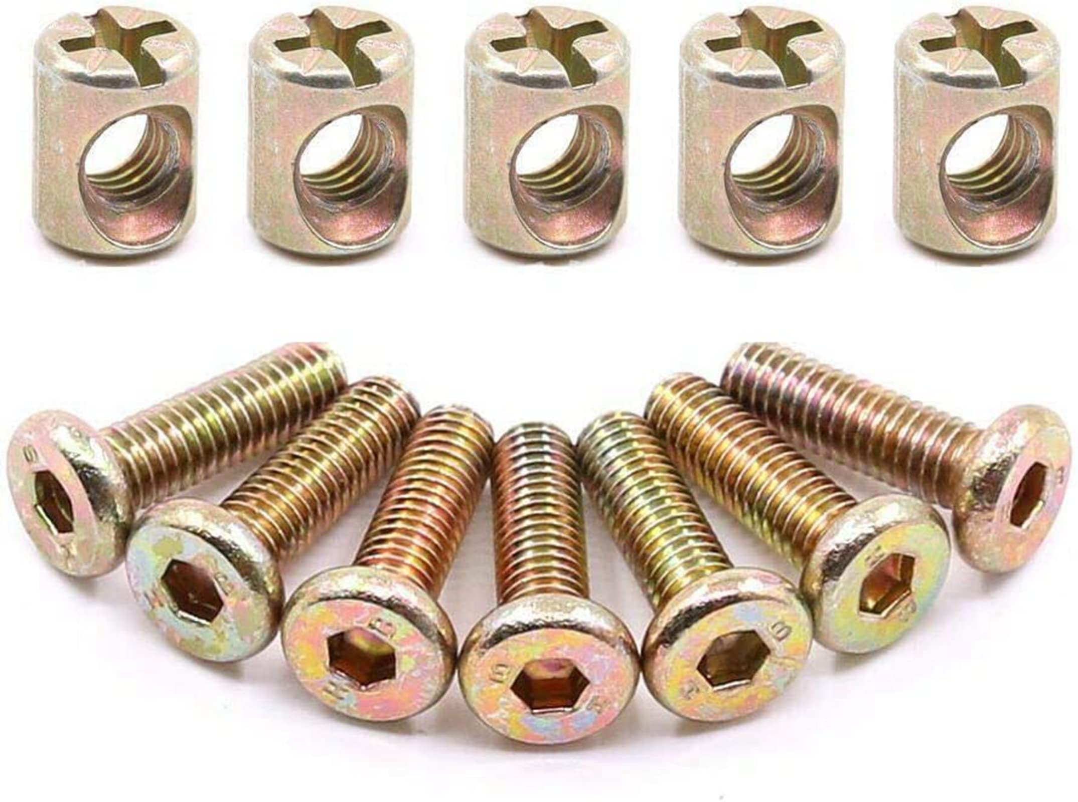 10-Piece Zinc Plated Hexagonal Screw Set with L-Key for Furniture, Cribs, Beds, and Chairs - M6 x 20mm - Durable Fasteners for Home Assembly & DIY Projects
