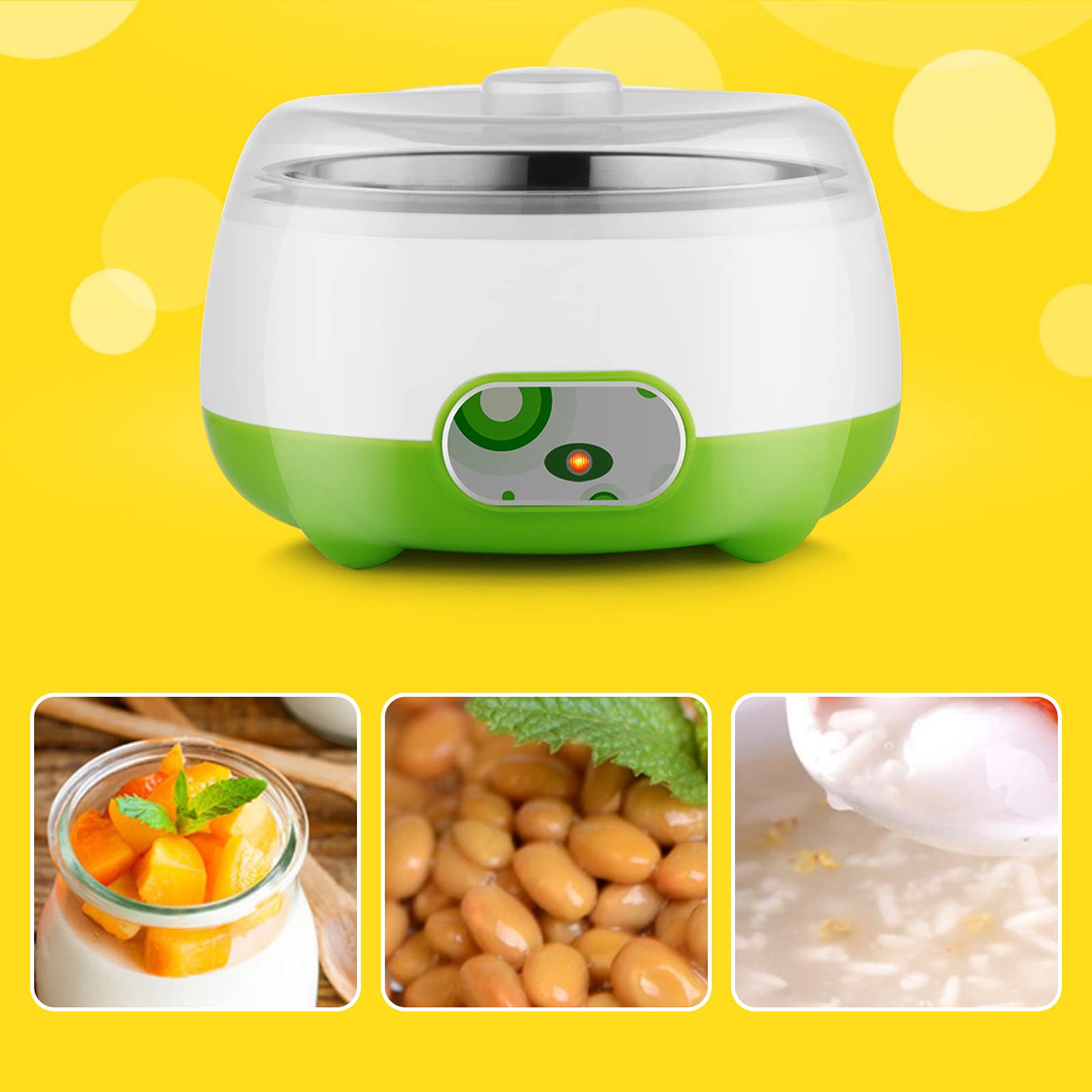 Automatic Electric Yogurt Maker with Stainless Steel Liner - 1L Constant Temperature Yogurt Machine for Homemade Greek & Probiotic Yogurt - Perfect for Keto, Vegan & Healthy Breakfast Prep