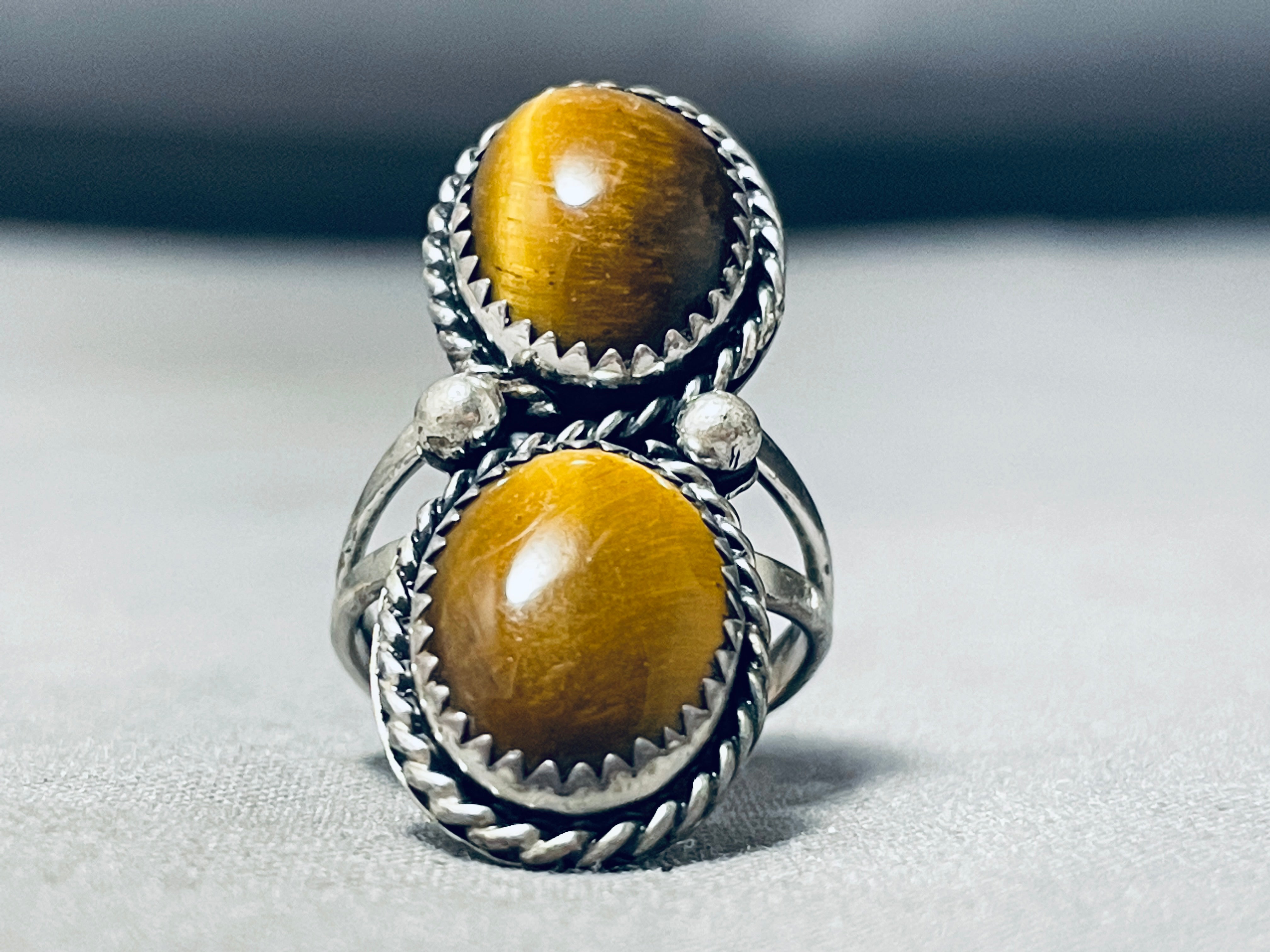 Vintage Navajo Tigers Eye Sterling Silver Ring - Handmade Native American Jewelry for Women - Perfect for Boho, Western & Spiritual Fashion