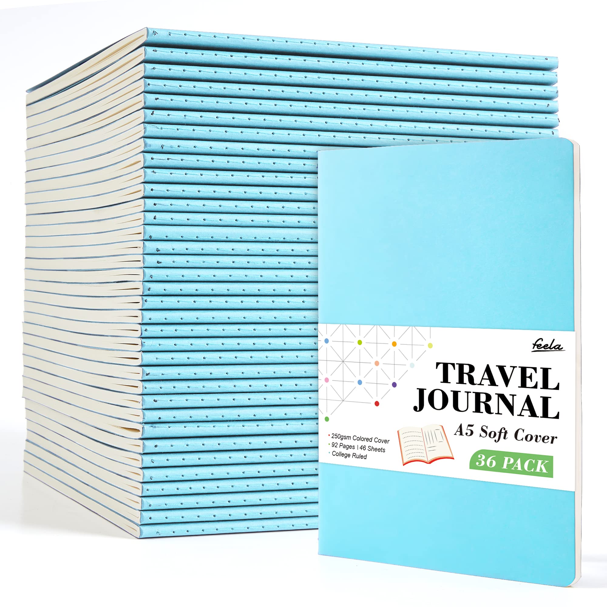 36 Pack Soft Cover Lined Notebooks - A5 Size 8.2