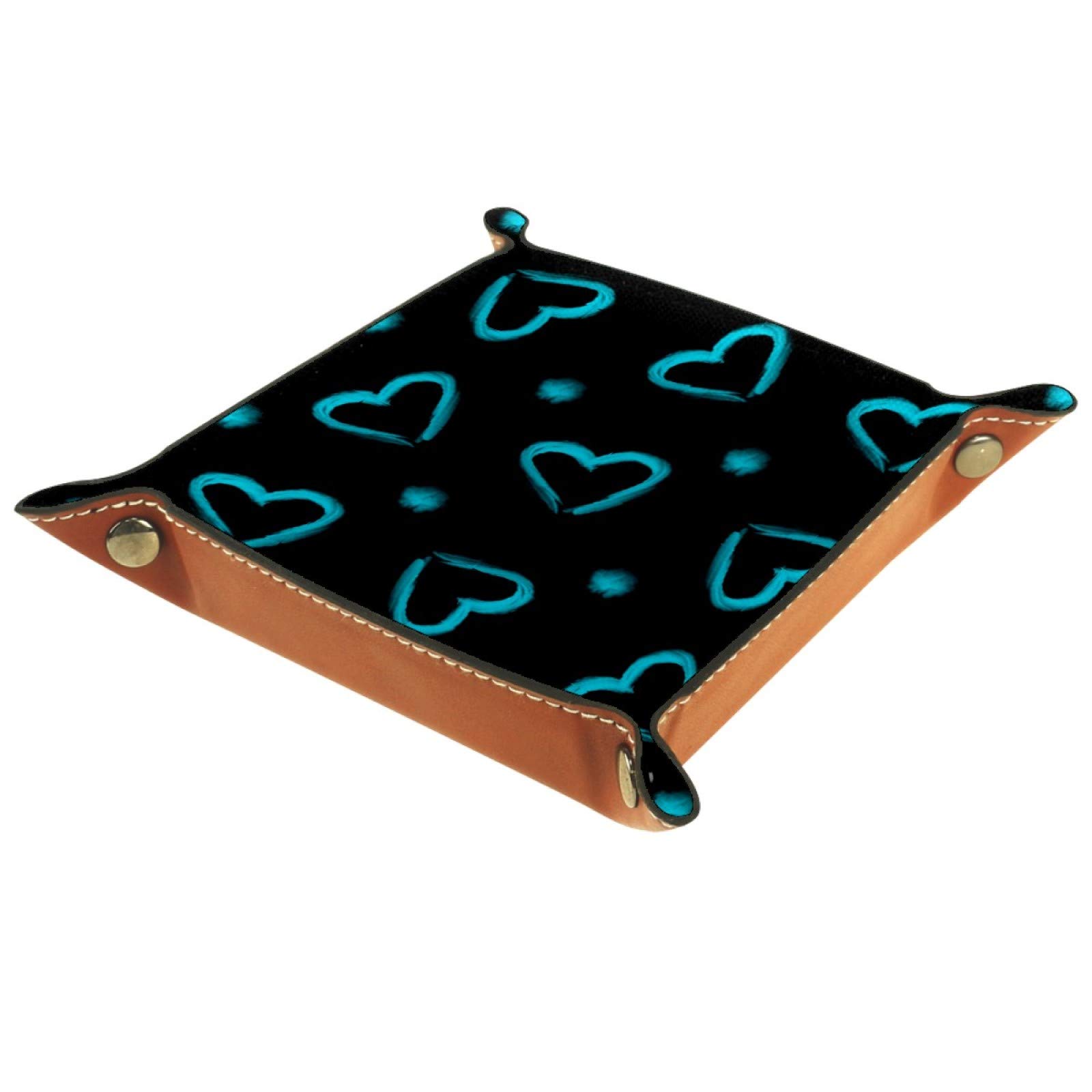 Stylish Black and Blue Jewelry Organizer Tray for Men & Women - Perfect for Desktop, Nightstand, Dresser & Vanity - Great for Rings, Keys, Wallets & Coins - Ideal for Office, Home & Valentine's Day Gifts
