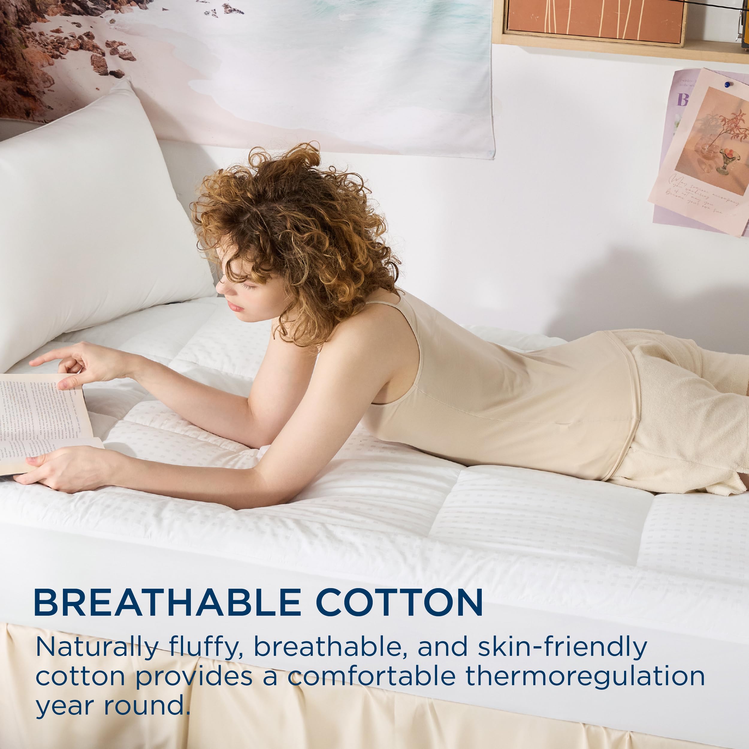 Bedsure Twin XL Mattress Pad & Topper - Deep Pocket Fits 8-21 Inch Mattresses, Cooling & Comfortable, White - Perfect for Dorm Rooms, Guest Beds & Home Comfort Upgrade