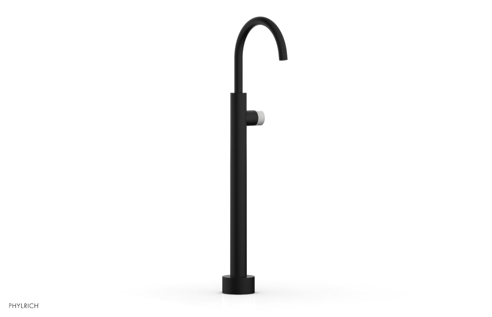 BASIC II Low Floor Mount Tub Filler with White Marble Handle - Model 230 47 04 - Perfect for Modern Bathroom Renovations and Spa-Like Bathtub Installations