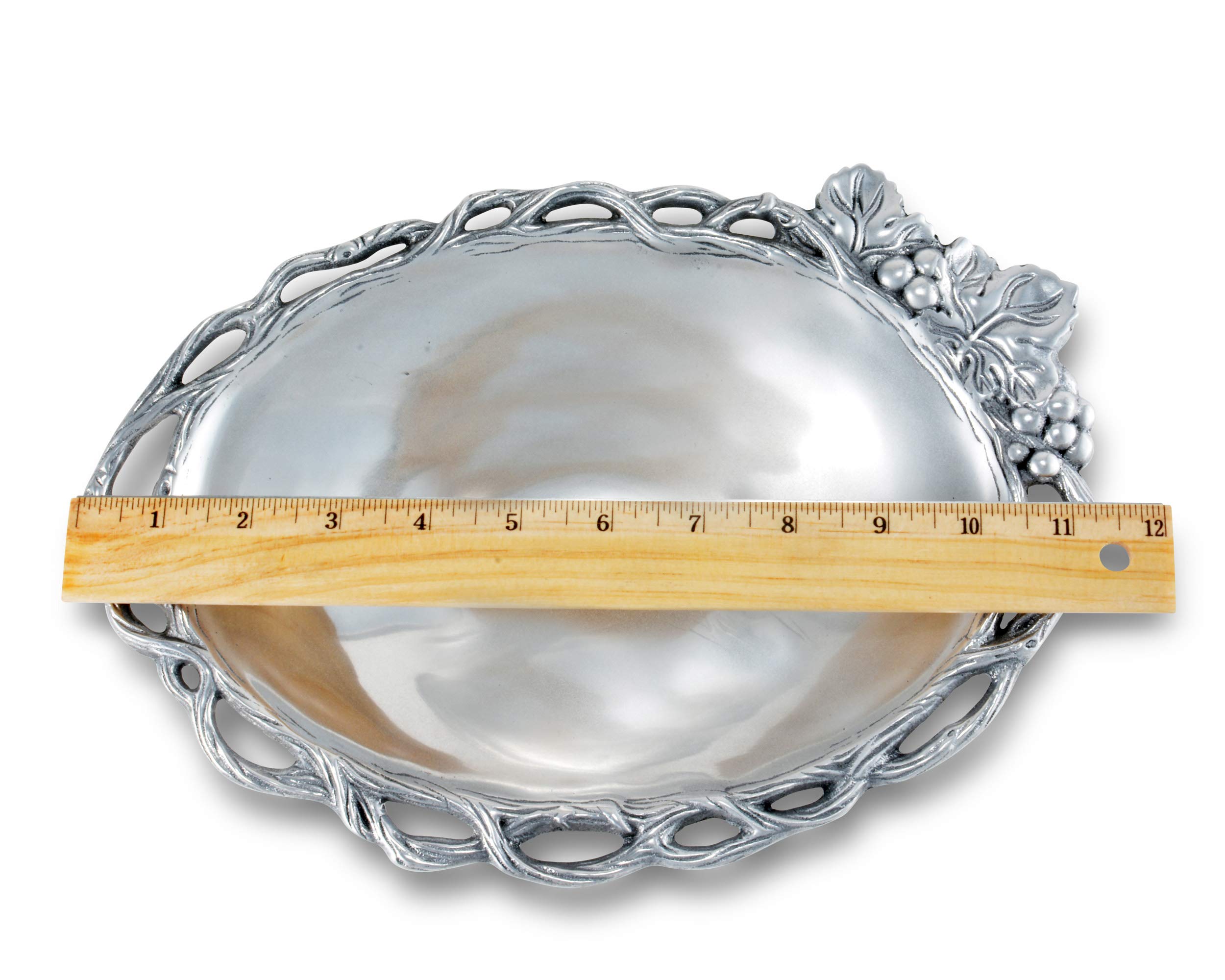 Arthur Court Designs 11.5 Inch Aluminum Grape Vine Vegetable Serving Dish - Elegant Fruit & Appetizer Tray for Parties, Weddings & Holiday Entertaining