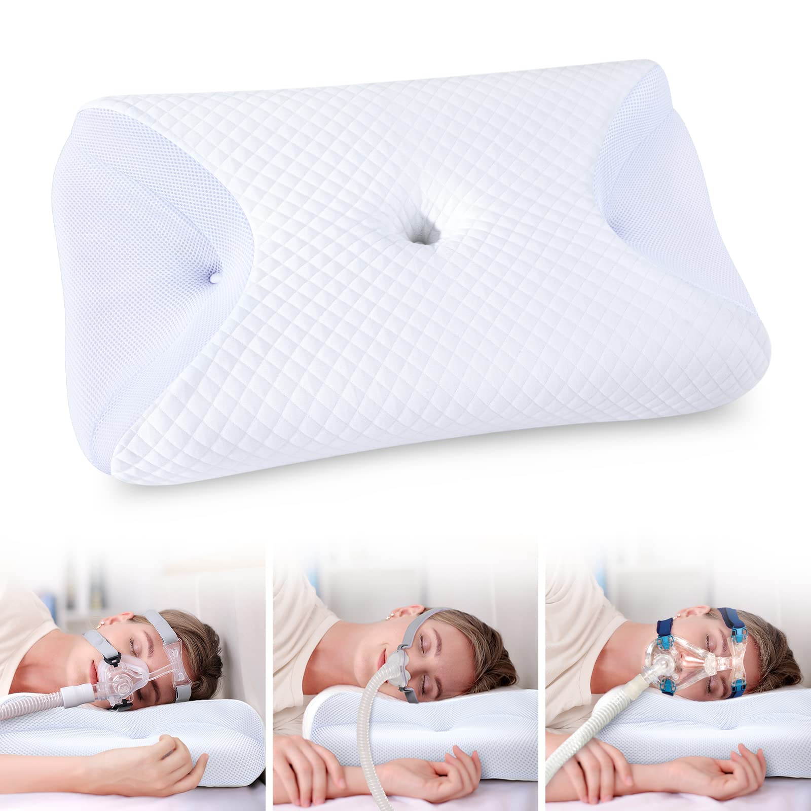 HOMCA CPAP Pillow for Side Sleepers - Reduces Air Leaks & Neck Pain - Perfect for CPAP Mask Users