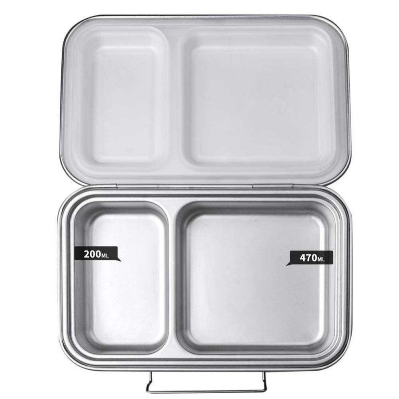 Ecococoon Stainless Steel Leakproof Bento Lunch Box - 2 Compartment Food Container with Lid, Pink Rose - Perfect for School, Office, Picnics & Meal Prep