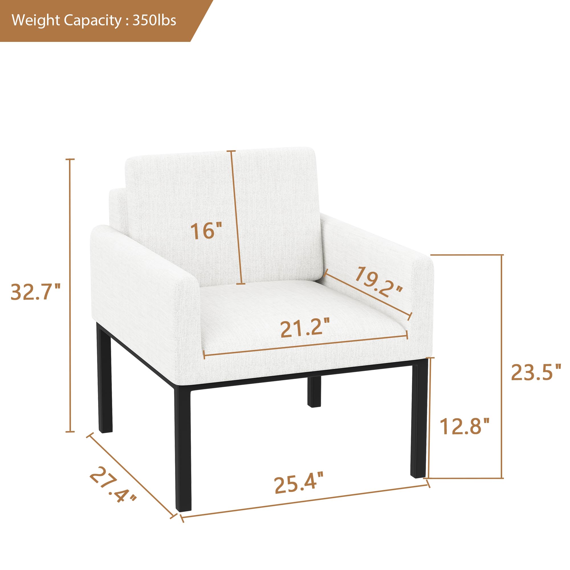 Andeworld Mid Century Modern Accent Chair - Grayish White Upholstered Armchair for Living Room, Bedroom & Apartment - Perfect for Reading, Lounging & Relaxing - Elegant Home Decor & Comfortable Seating Solution