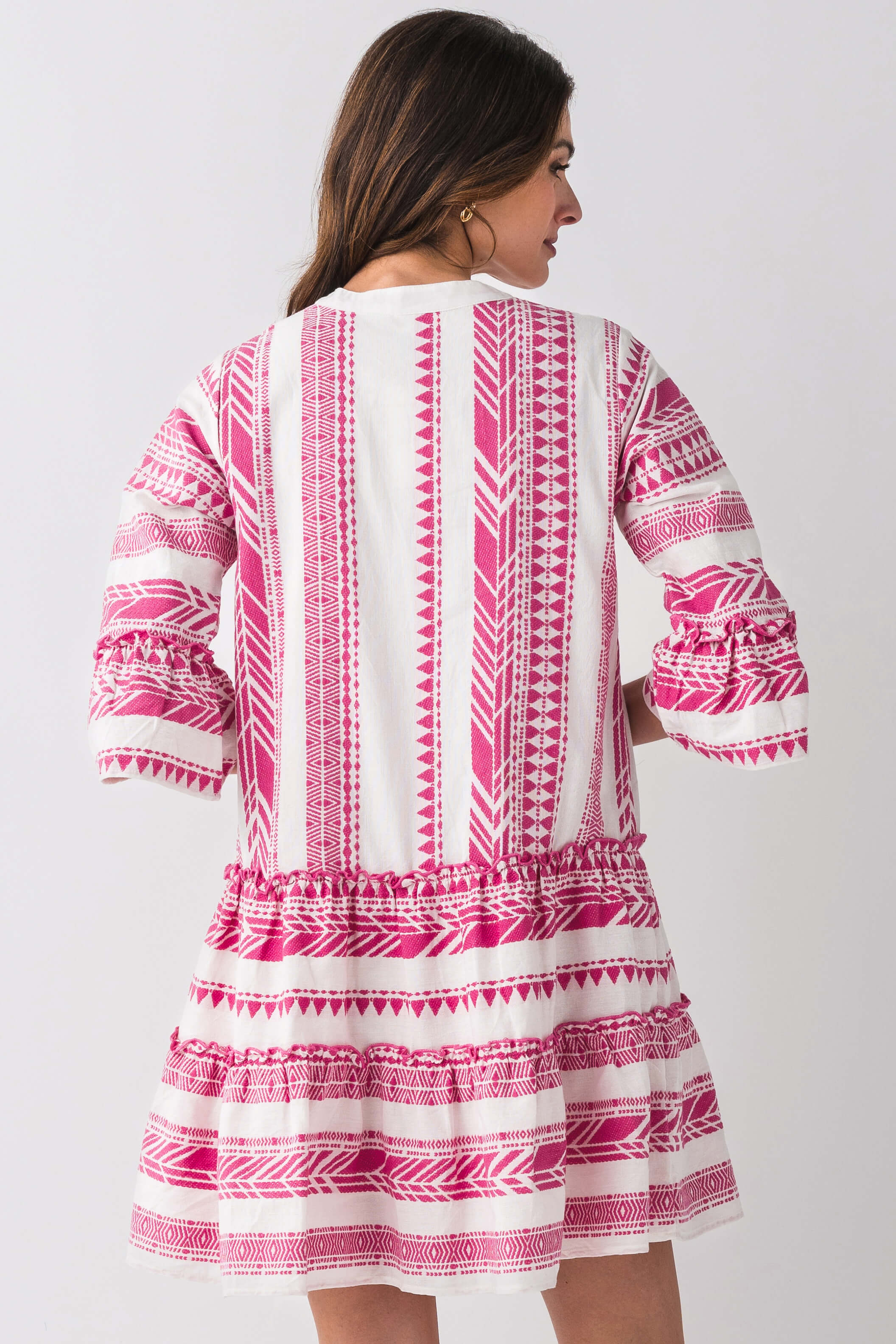 THML Tiered Embroidered 3/4 Sleeve Floral Summer Dress for Women - Perfect for Beach Vacations, Garden Parties & Date Nights