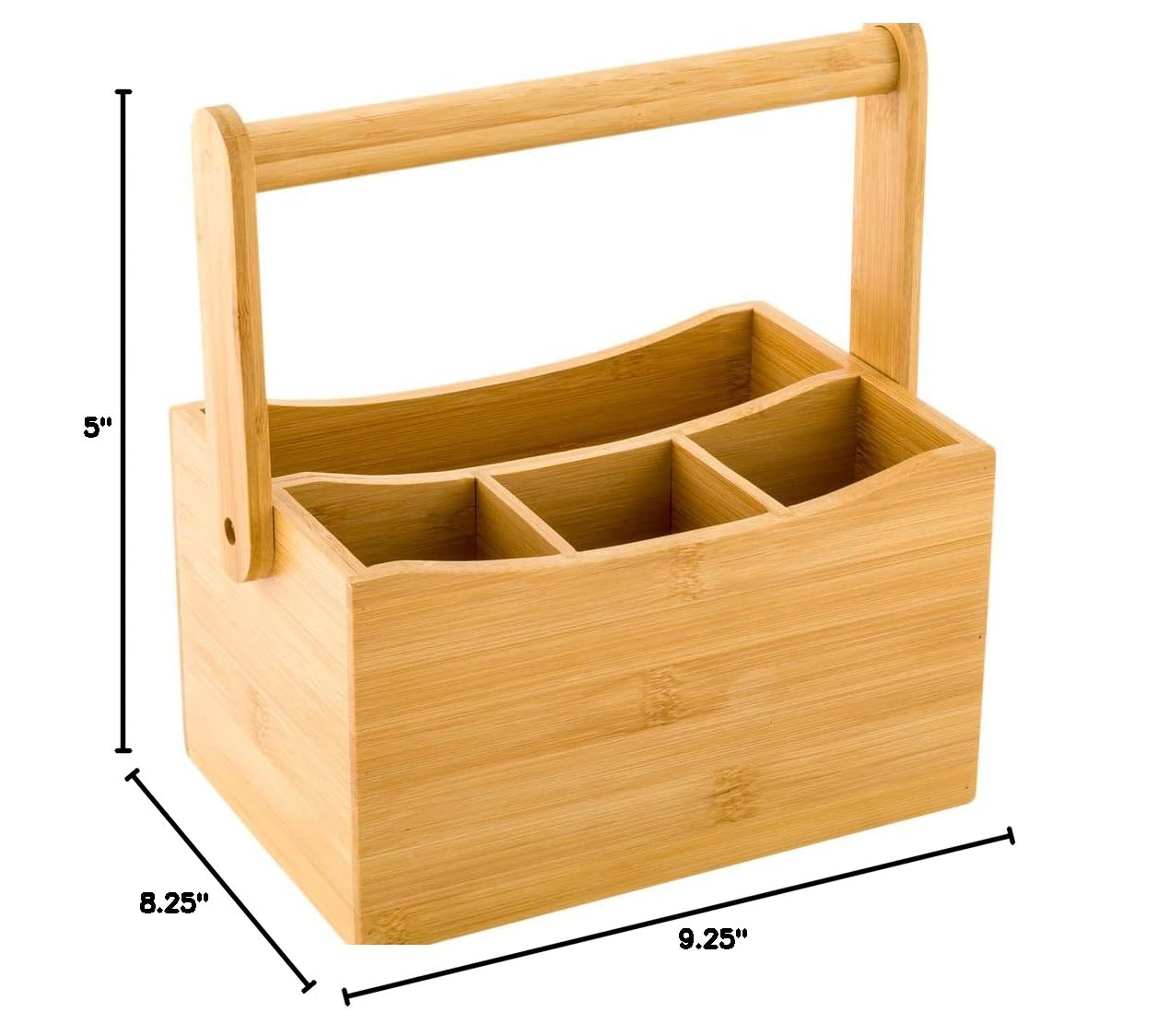 Restaurantware 8.25 x 5 x 9.25 Inch Silverware Caddy with Napkin Holder - Durable Outdoor Utensil Organizer with Built-In Handle, 4 Slots for Knives Forks Spoons - Bamboo Picnic & Camping Essential for Outdoor Dining
