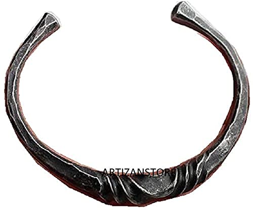 Viking Celtic Bracelet - Handcrafted Twisted Iron Torc Medieval Jewelry for Men & Women | Perfect for LARP, Renaissance Fairs, Cosplay & Historical Reenactments