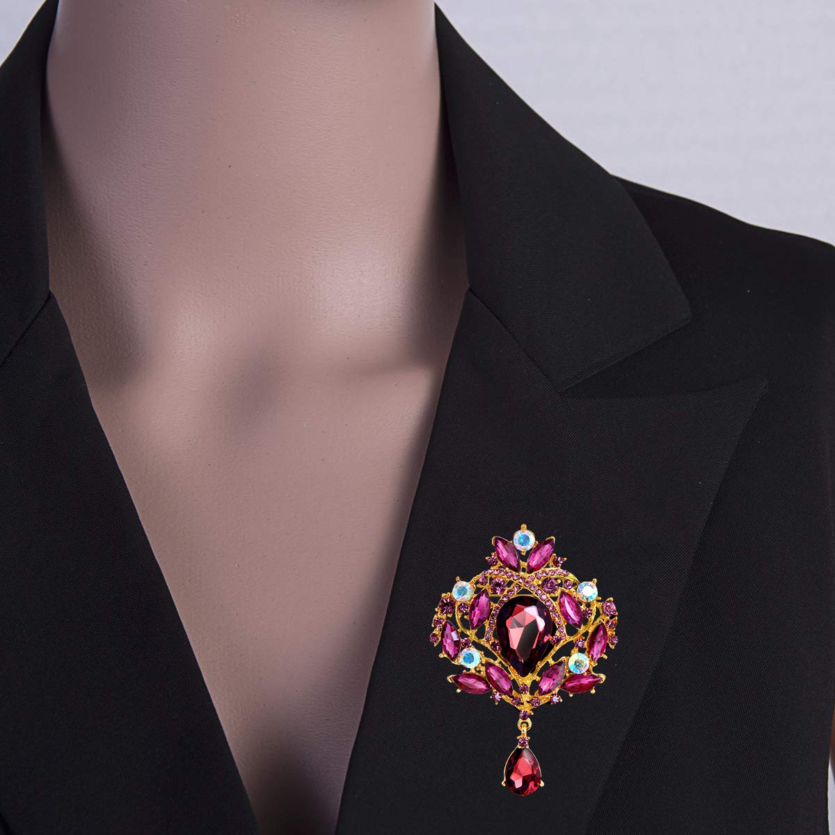 Seven Wolves Rhinestone Crystal Crown Brooch for Women - Elegant Dress Accessory
