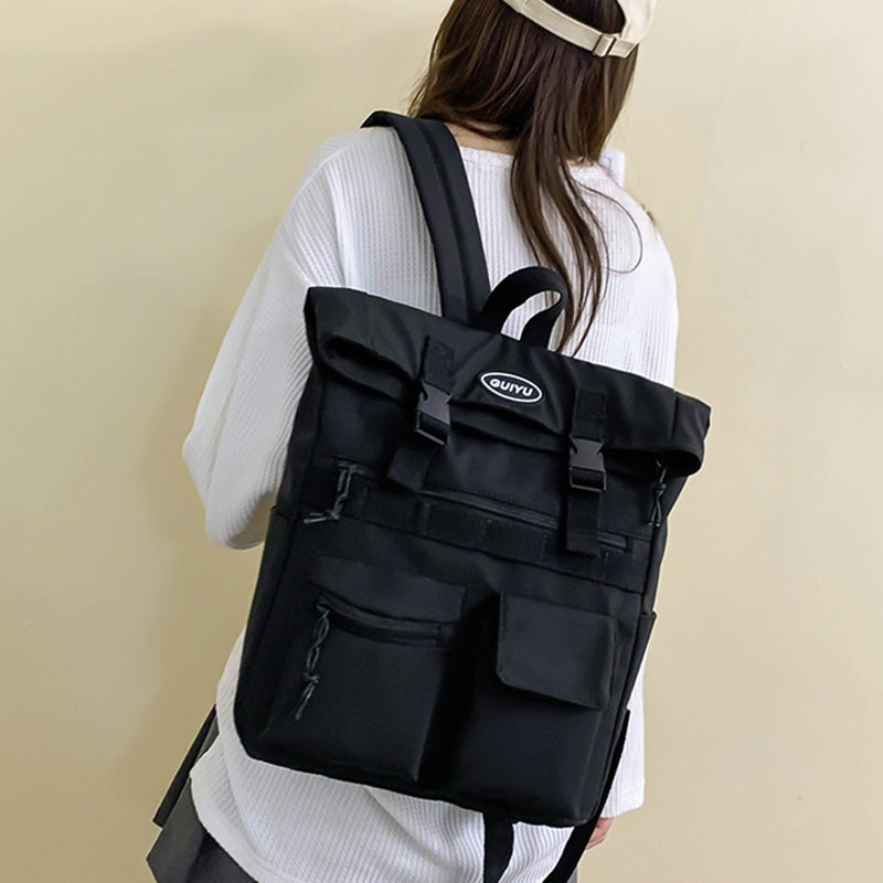 Stylish Women's Multi-Pocket Backpack with Buckle Design - Perfect for School, College & Travel | Durable Student Backpack for Everyday Use