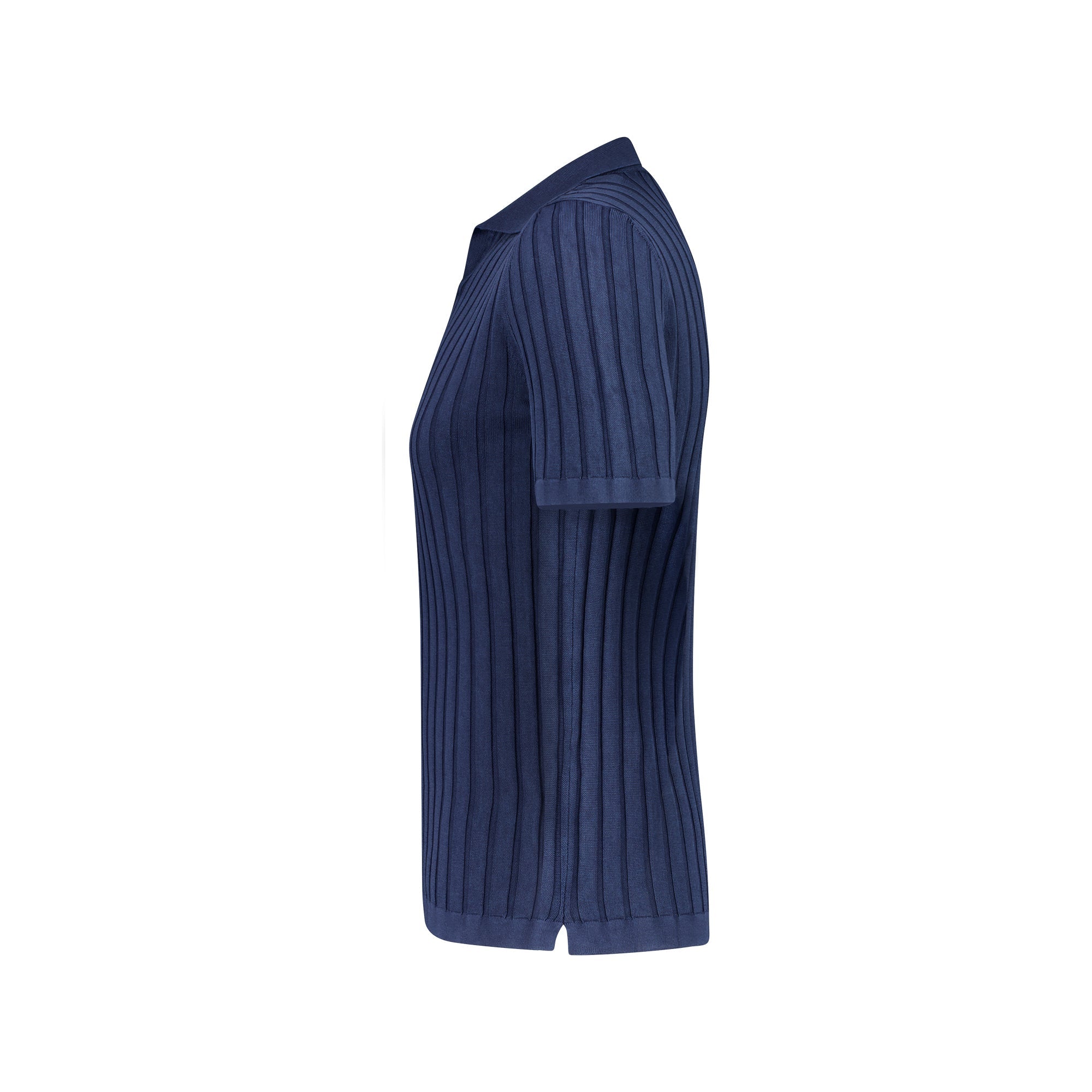 FRADI Men's Short Sleeve Ribbed Polo Shirt - Comfortable Cotton Blend Casual Top for Golf, Work & Everyday Wear - Navy Blue