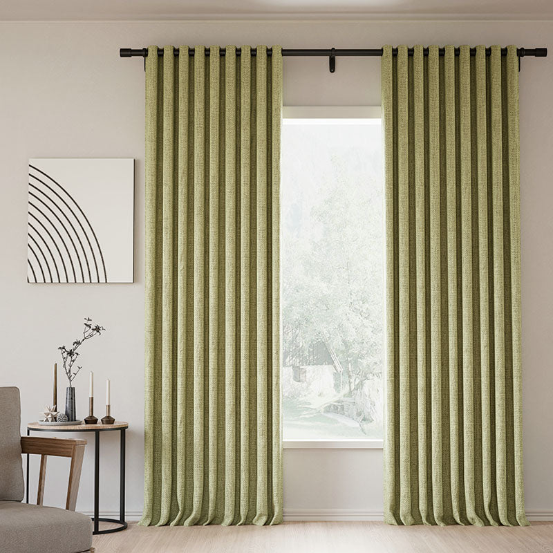 French Grommet Lille Linen Blackout Curtains - Thermal Insulated Noise Reducing Drapes for Bedroom & Living Room - Modern Natural Tapioca Custom Window Treatments for Home Decor