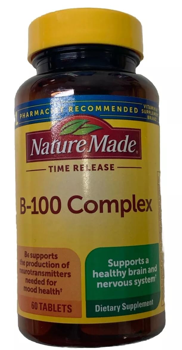 Nature Made Balanced Vitamin B-100 Complex Tablets - 60 Count (Pack of 12) | Supports Energy Metabolism, Nervous System & Heart Health | Daily Supplement for Adults & Seniors | Home, Office & Travel Use