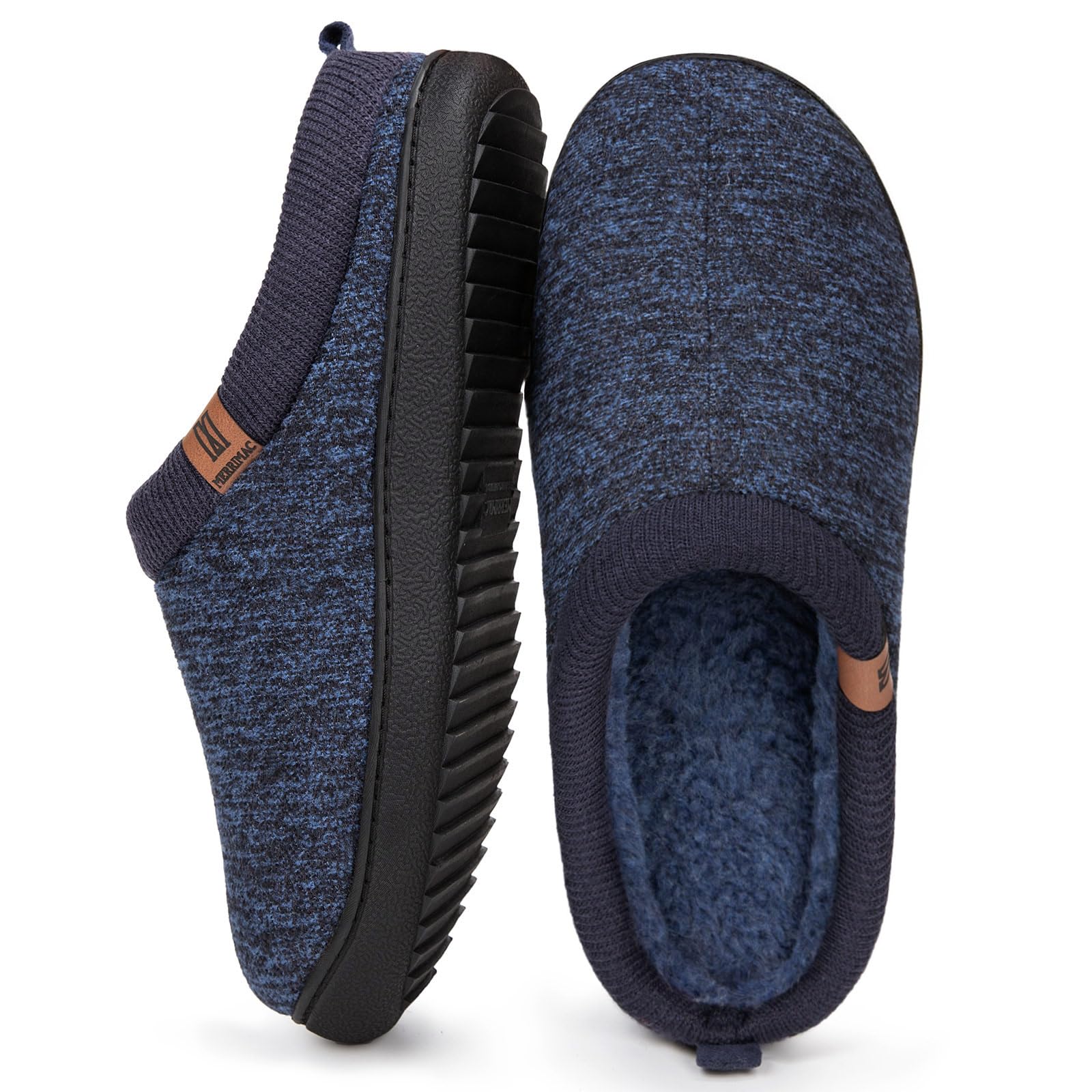 MERRIMAC Men's Slip-on Slippers - Memory Foam House Shoes for Indoor Comfort & Non-Slip Safety - Perfect for Lounging at Home, Relaxing & Light Housework
